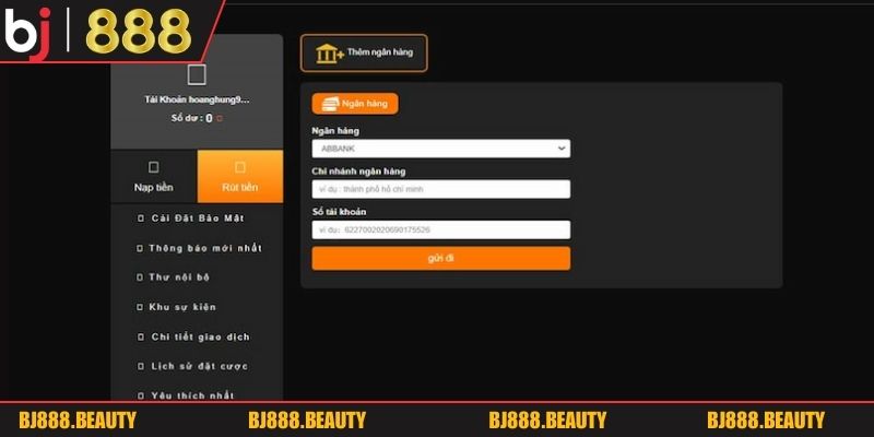 Rút tiền BJ888 2026 thông qua tài khoản ngân hàng